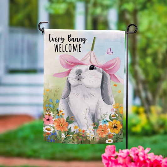 Plow & Hearth Hop Into Spring Flower Time Suede Garden Flag