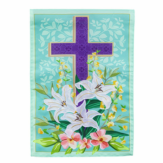 Plow & Hearth Easter Cross Applique Garden Flag