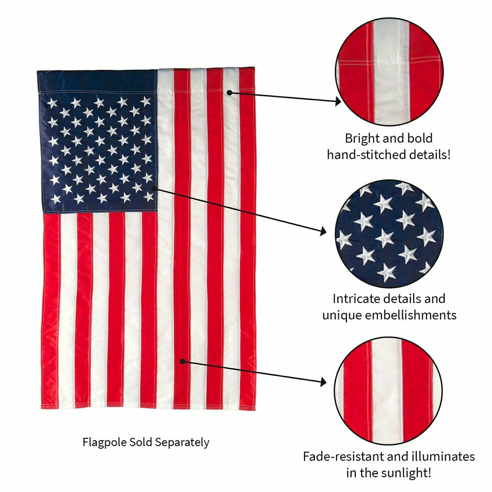 Plow & Hearth American Flag Applique Garden Flag