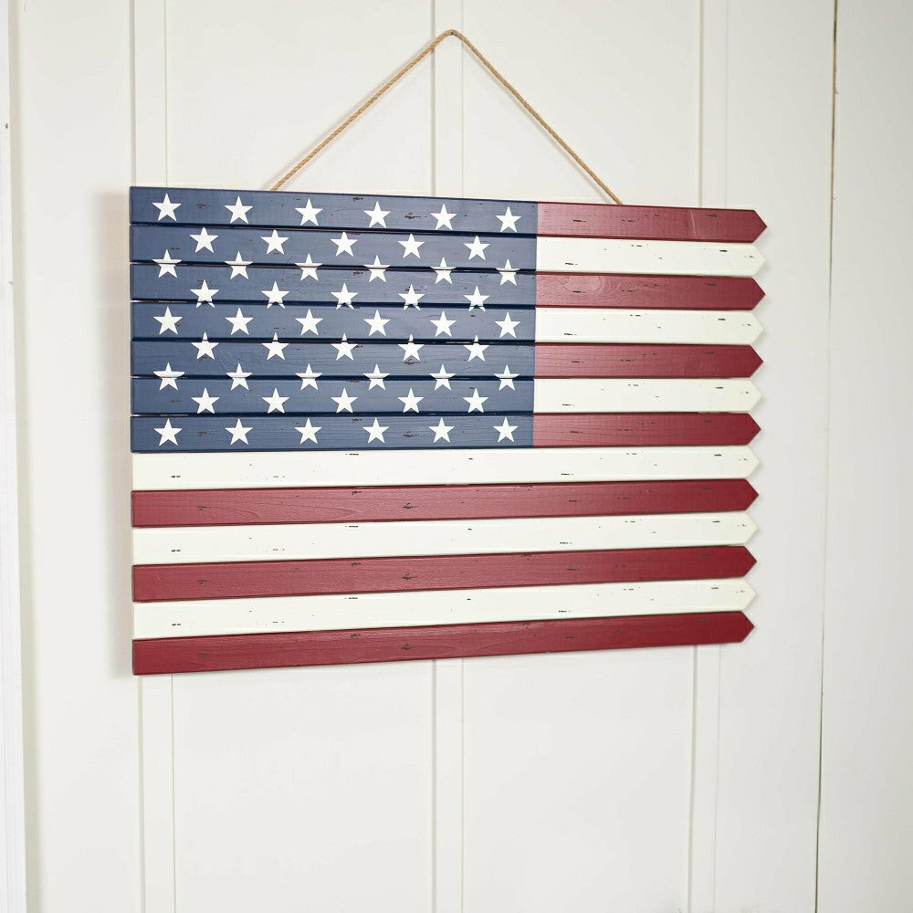 Plow & Hearth Classic American Flag Wooden Wall Art