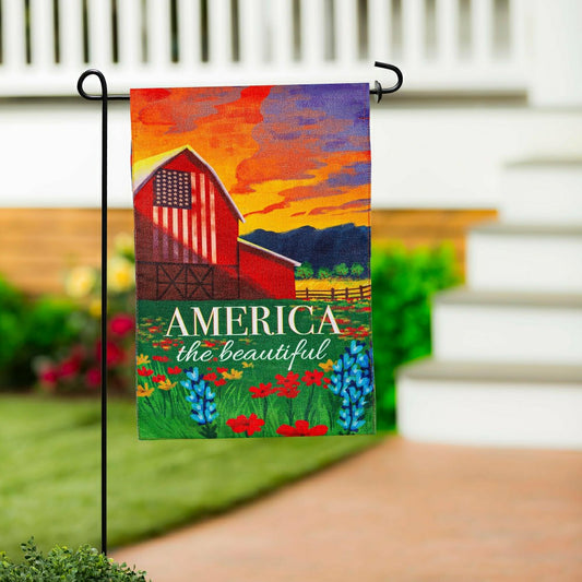 Plow & Hearth America The Beautiful Burlap Garden Flag