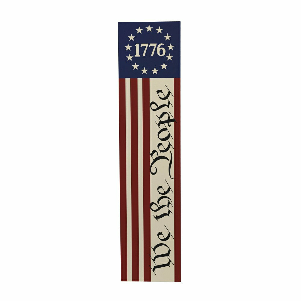 Plow & Hearth Red White & Bloom Porch Leaner, We The People, 46"H