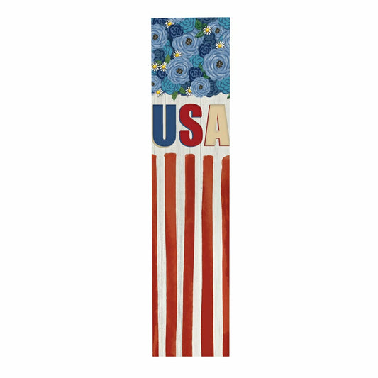 Plow & Hearth American Classic Garden Decor, Porch Leaner, Floral USA, 10.75" L x 46