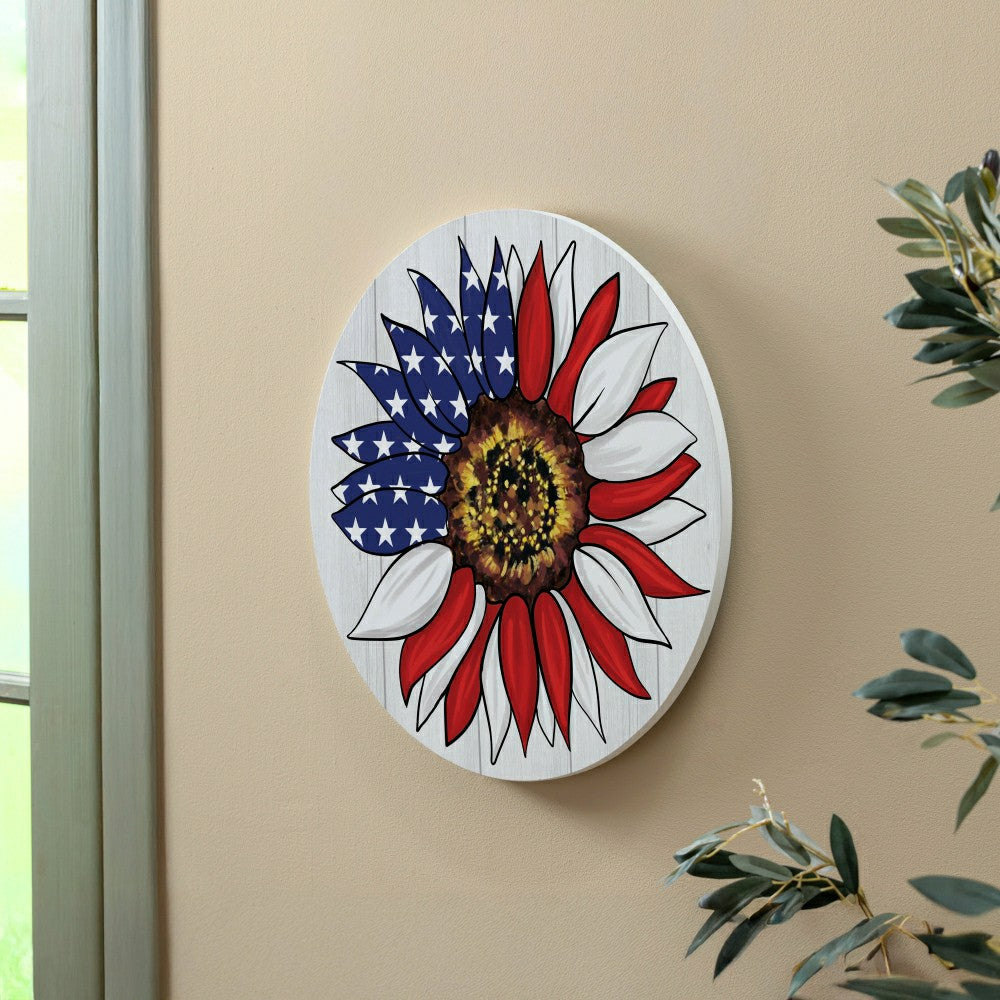 Plow & Hearth American Classic Patriotic Sunflower, 18" Door Décor