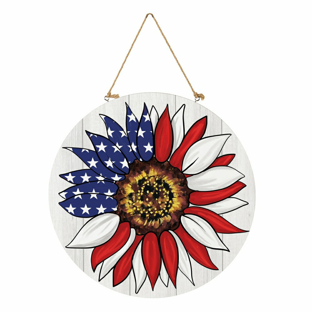 Plow & Hearth American Classic Patriotic Sunflower, 18" Door Décor