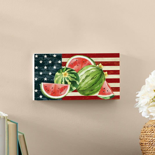 Plow & Hearth American Classic Garden Decor, Hanging Sign, Watermelon, 11" L x 6" H