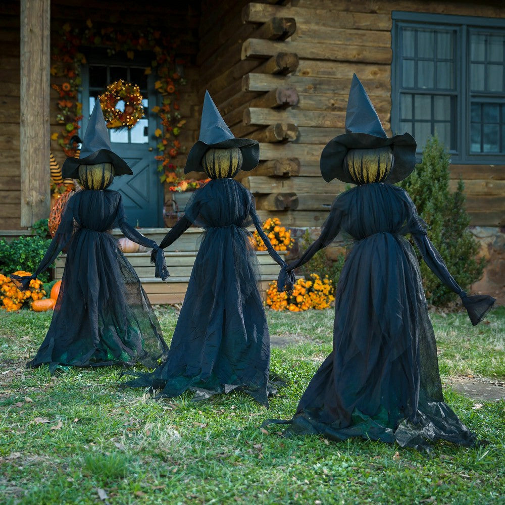 Plow & Hearth Lighted Halloween Witch Stakes, Set of 3