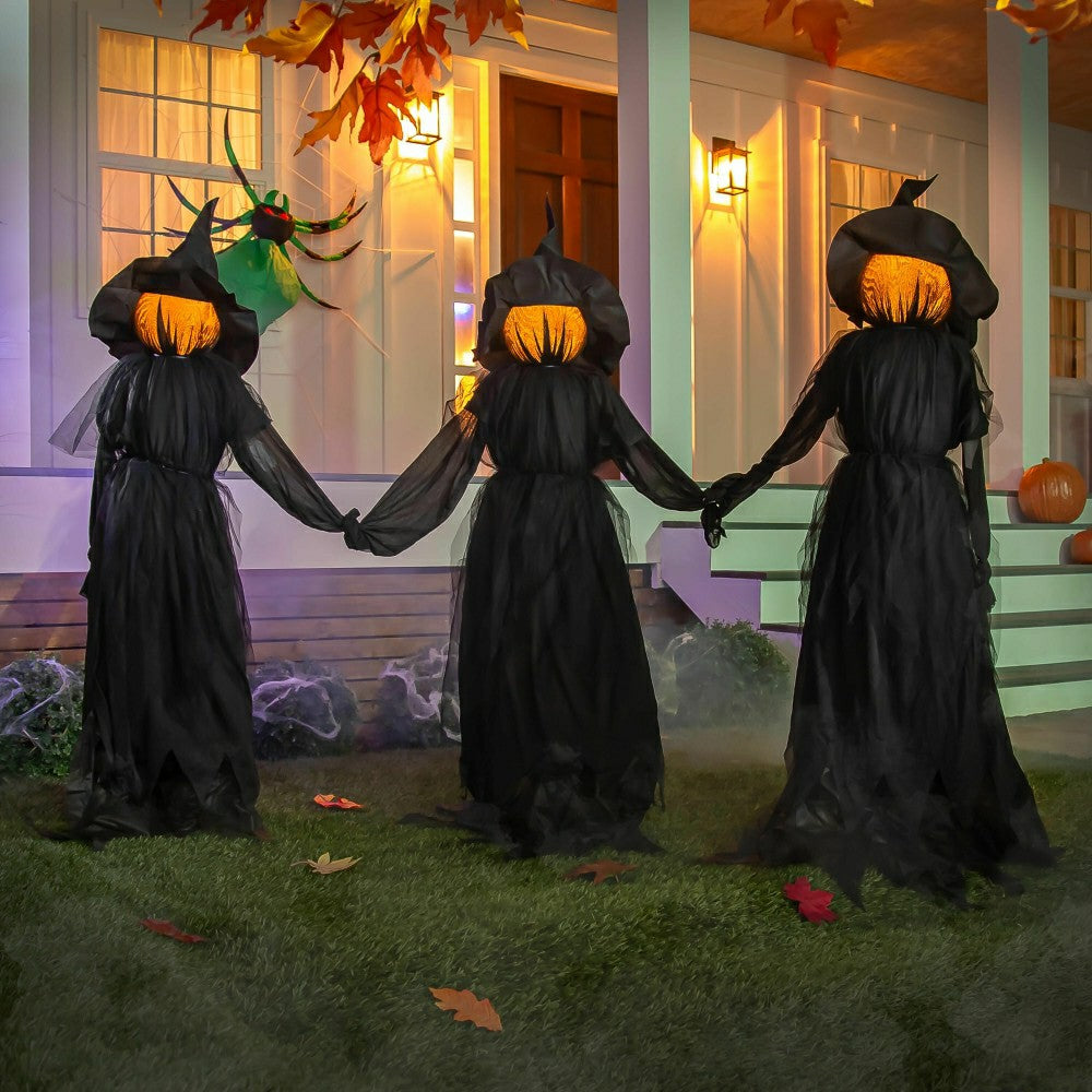 Plow & Hearth Lighted Halloween Witch Stakes, Set of 3
