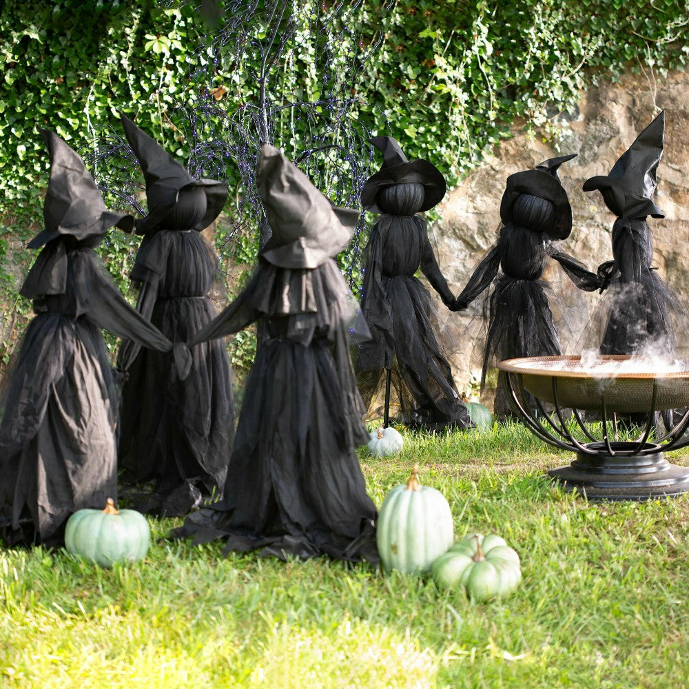 Plow & Hearth Lighted Halloween Witch Stakes, Set of 3