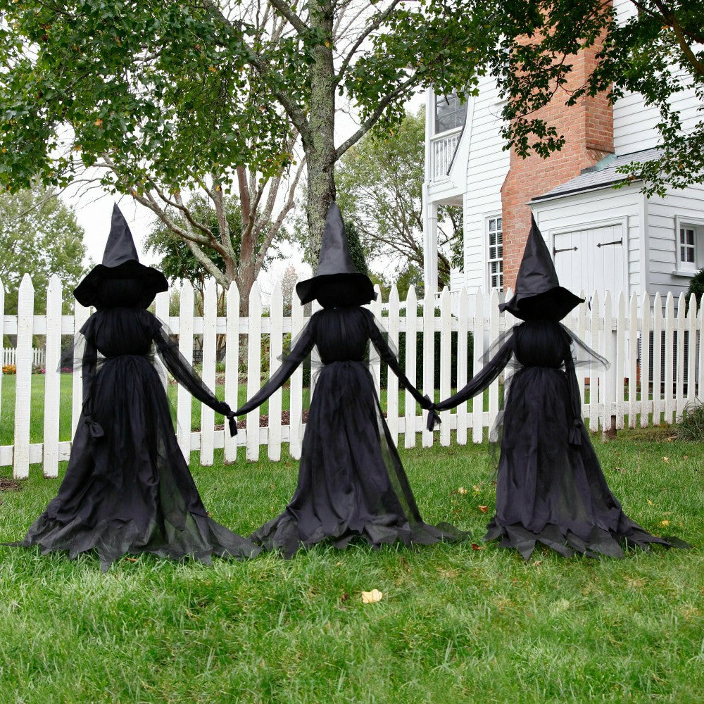 Plow & Hearth Lighted Halloween Witch Stakes, Set of 3