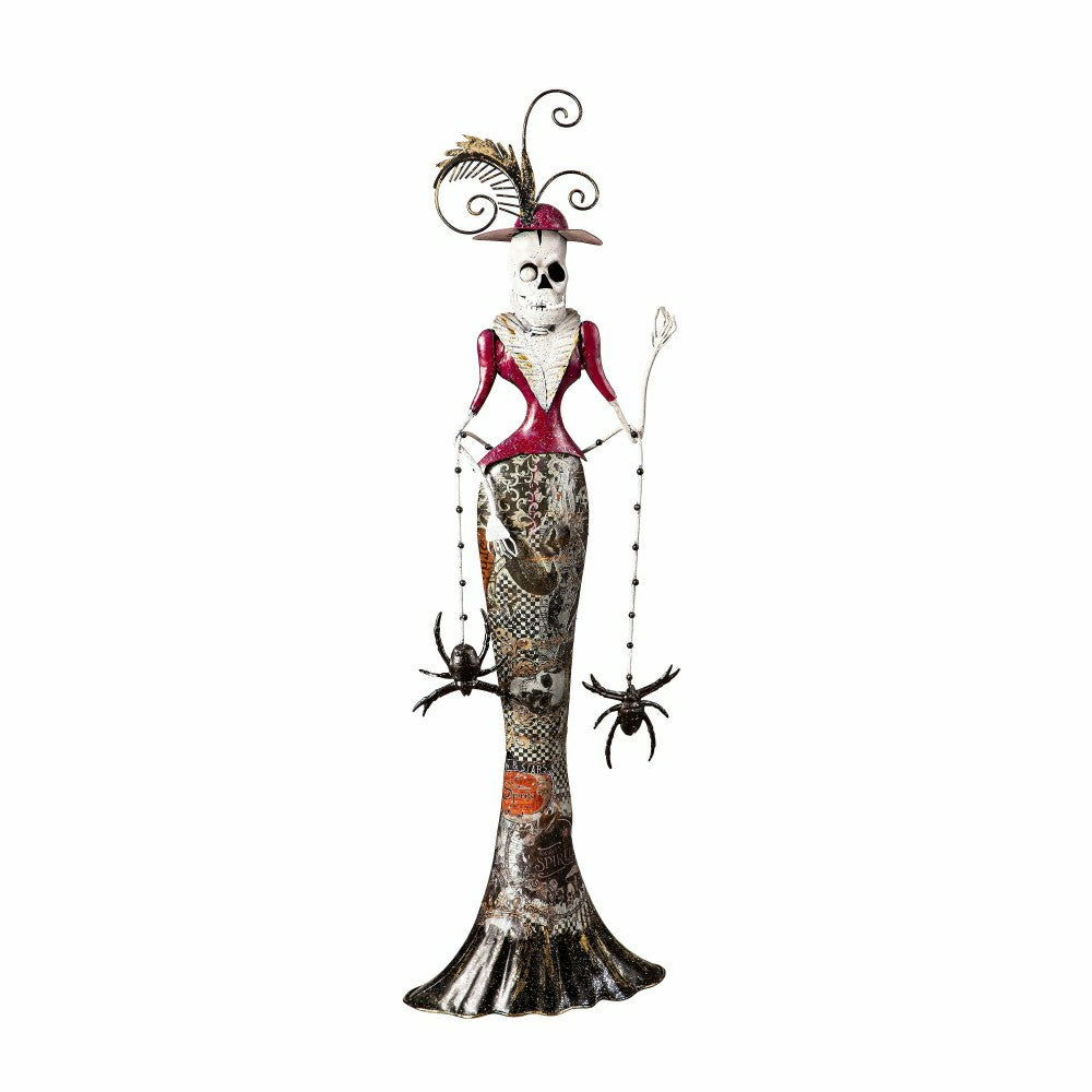 Plow & Hearth Metal Halloween Skeleton Statues, Set of 2