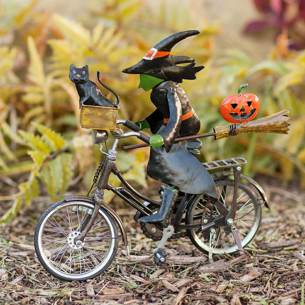 Plow & Hearth Metal Witch on a Bicycle