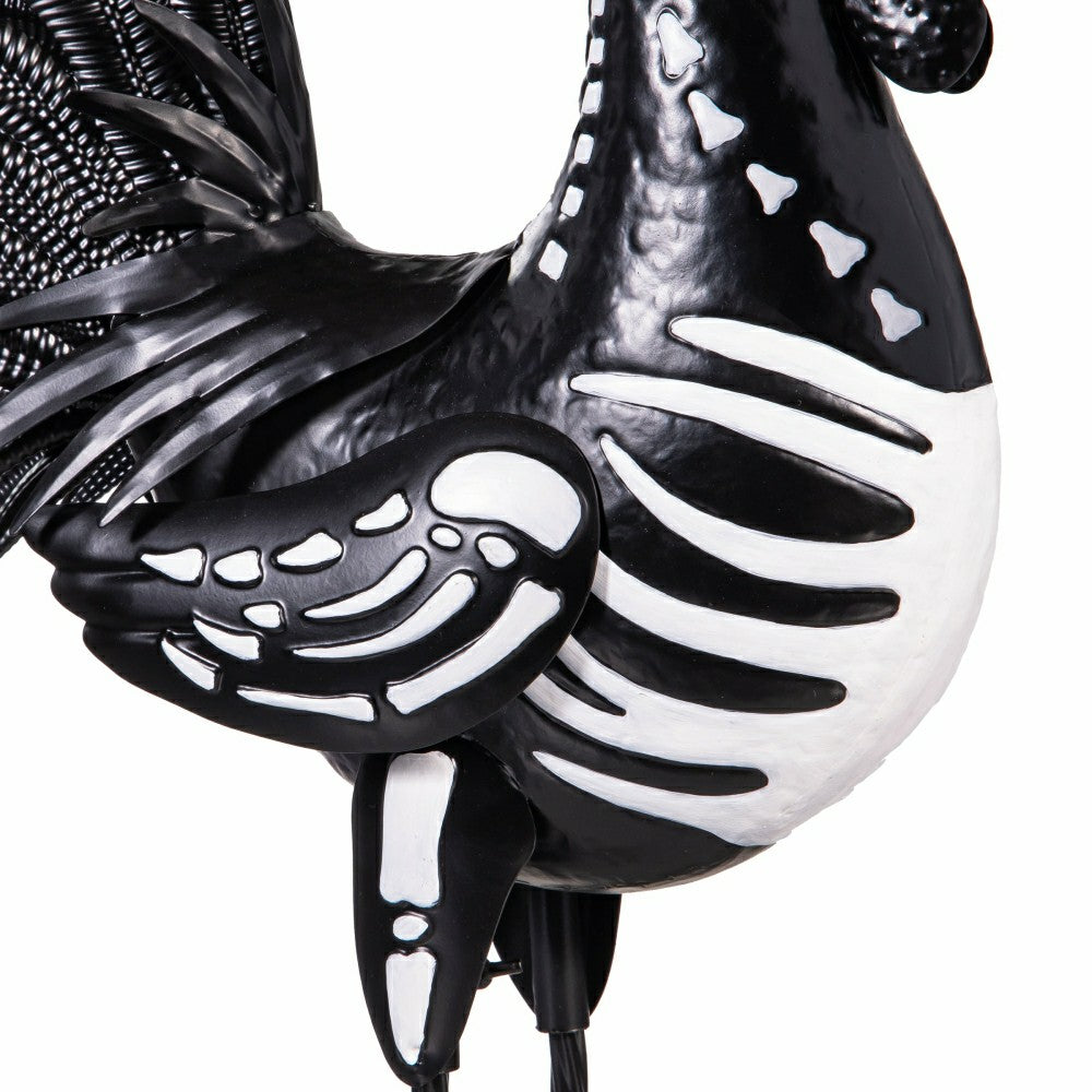 Plow & Hearth Halloween Metal Rooster Skeleton Garden Statue