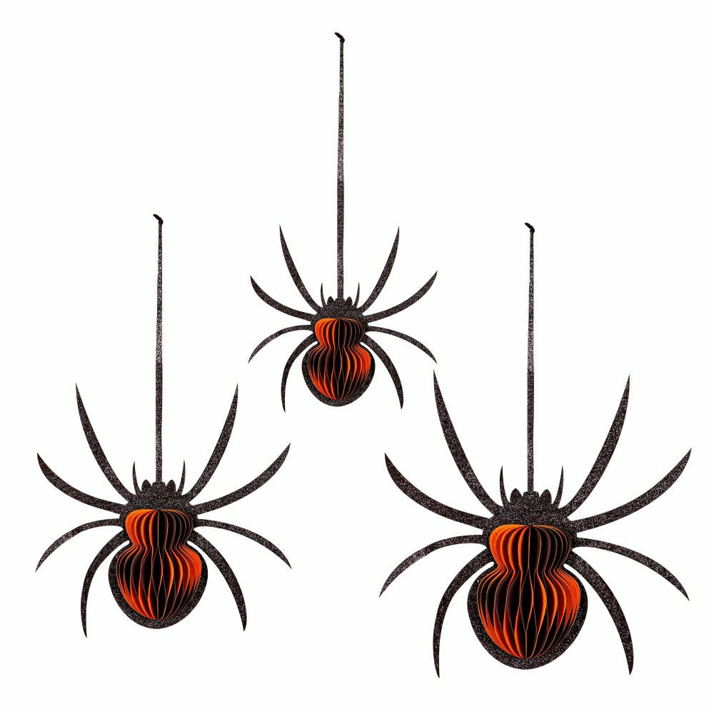 Plow & Hearth Foldable Paper Spider Hanging Décor Set