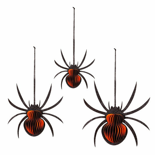 Plow & Hearth Foldable Paper Spider Hanging Décor Set