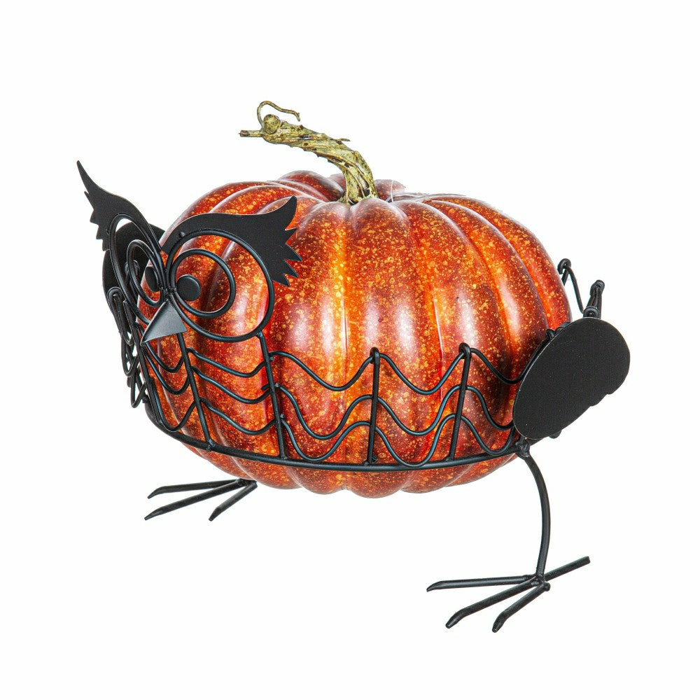 Plow & Hearth Set Of 2 Owl Pumpkin Holders