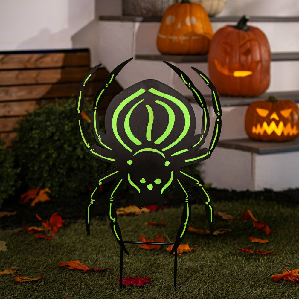 Plow & Hearth Halloween Spider Glow in the Dark Garden Stake