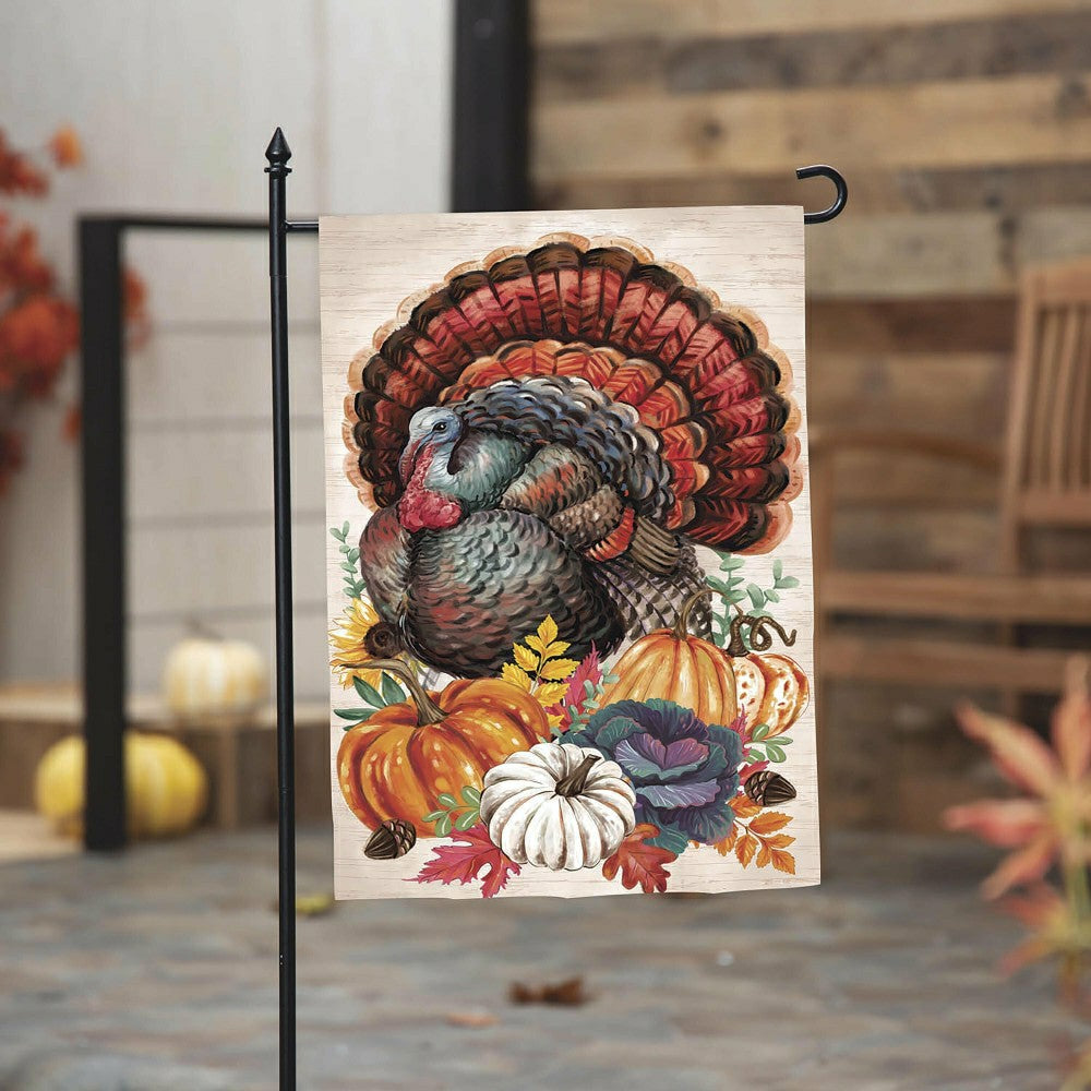 Plow & Hearth Elaborate Turkey Applique Garden Flag