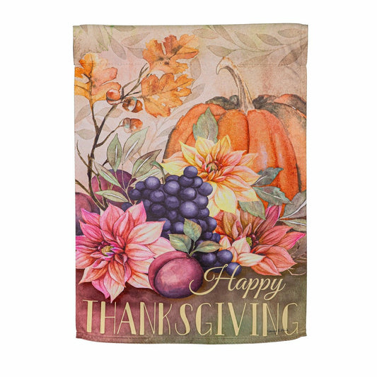 Plow & Hearth Happy Thanksgiving Suede Garden Flag