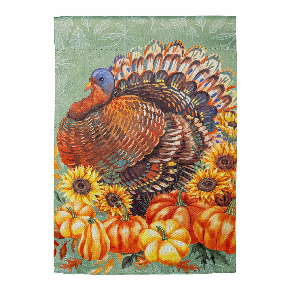 Plow & Hearth Grateful Gatherings Turkey Suede Garden Flag
