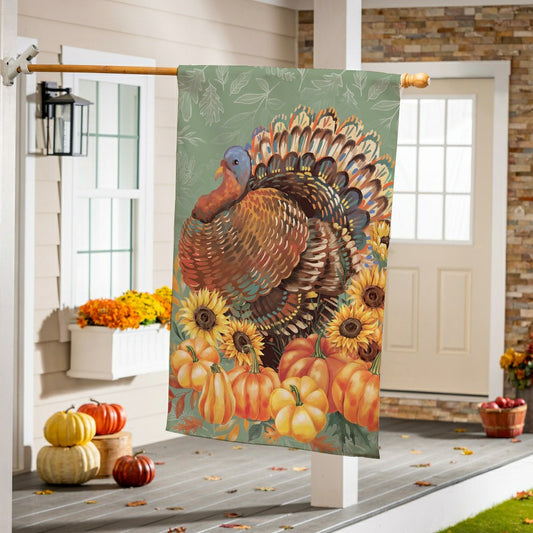 Plow & Hearth Grateful Gatherings Turkey Suede House Flag