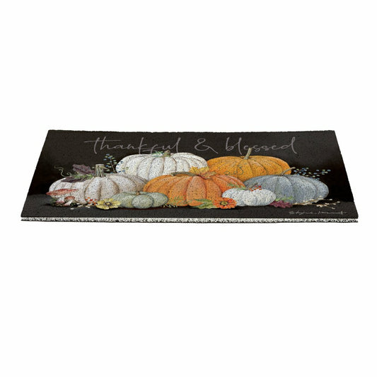 Plow & Hearth Grateful Gatherings Beauty Of Fall PVC Trapper Mat, "Thankful & Blesse