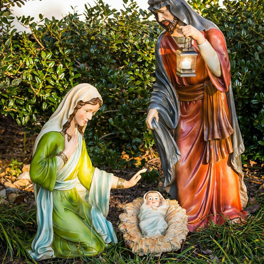Plow & Hearth Nativity Set of 3: Mary, Joseph, and Baby Jesus, Full Color