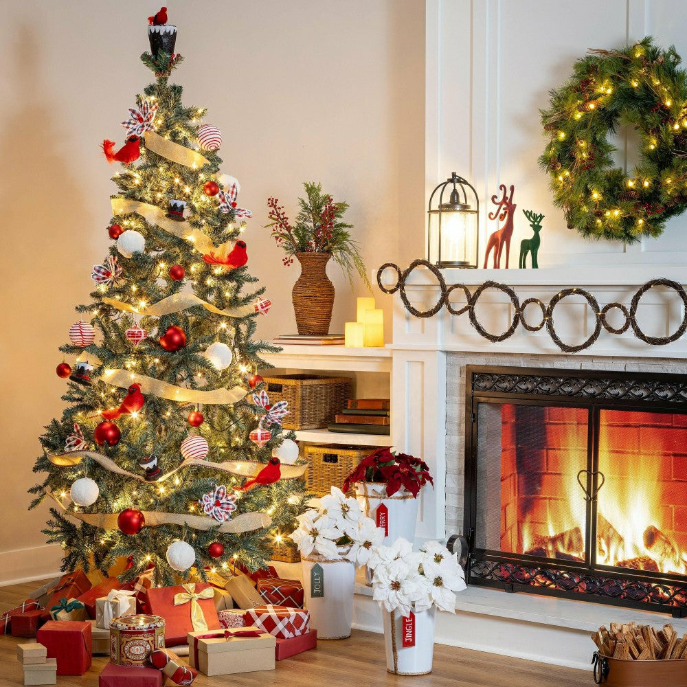 Plow & Hearth Classic Cardinal Complete Christmas Tree Kit with 250 Lights and 140 D
