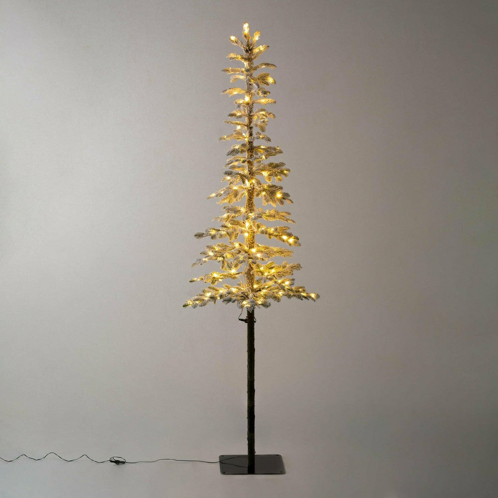 Plow & Hearth 7' Monte Rosa Flocked Alpine Fir Christmas Tree with 200 Warm White LE