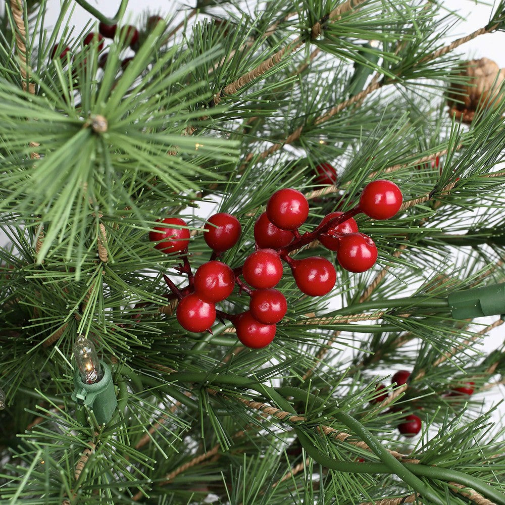 Plow & Hearth Shades of Emerald 60"H Lit Artificial Christmas Pine Tree with Resin B
