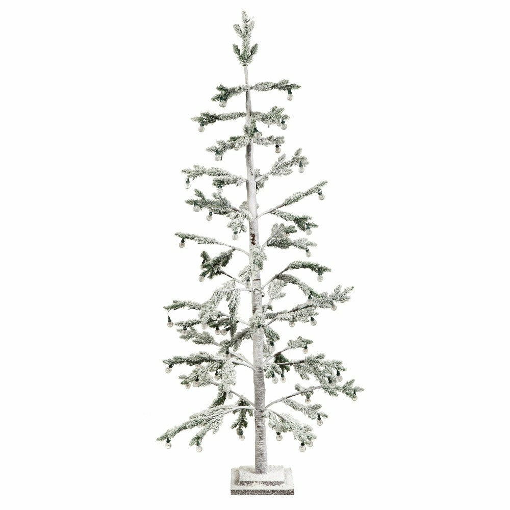 Plow & Hearth Twas the Night Tree Indoor/Outdoor Artificial LED Frosted Tree with Gl