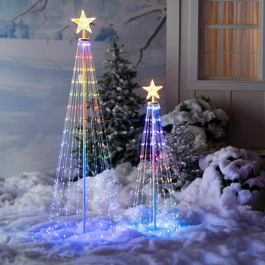 Plow & Hearth Indoor/Outdoor Christmas Tree Cone with Multicolor Lights, Small