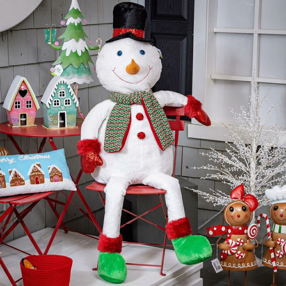 Plow & Hearth Heartfelt Cheer Tree Décor Dinner with Snowman Fabric Décor, 60"H