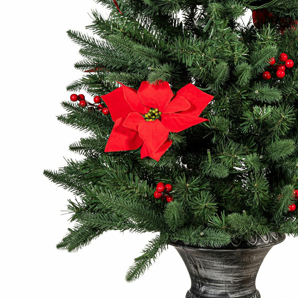 Plow & Hearth Feels Like The Holidays Tree Artificial Pine LED in Pot, 47”H