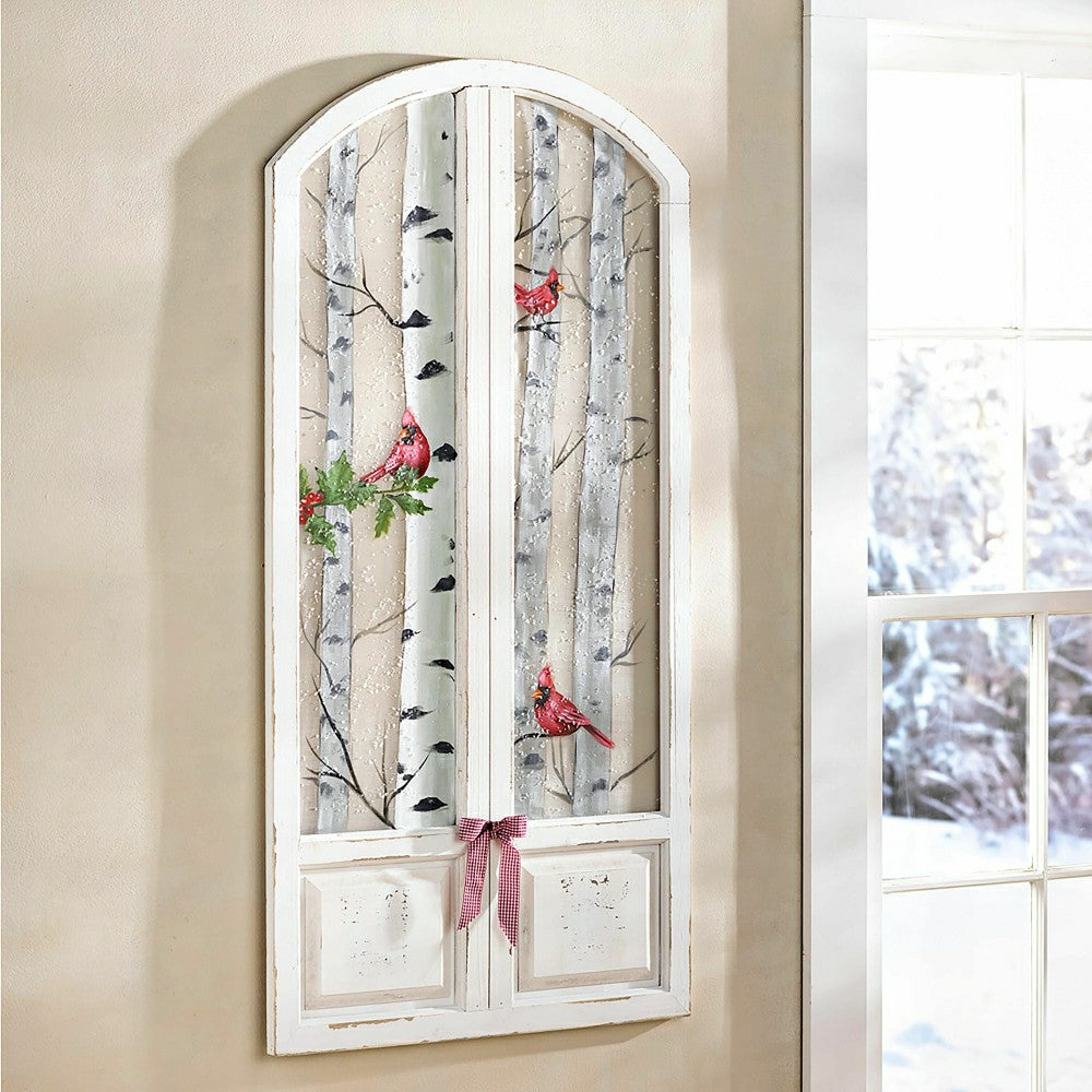 Plow & Hearth Winter Cardinal Arched Window Wall Decor