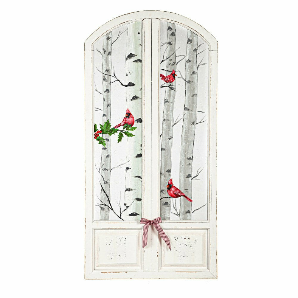 Plow & Hearth Winter Cardinal Arched Window Wall Decor