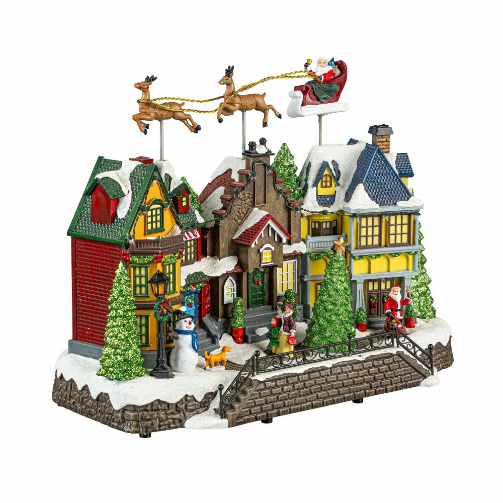 Plow & Hearth Heartfelt Cheer LED Table Decor Plastic Christmas Town Color Changing,