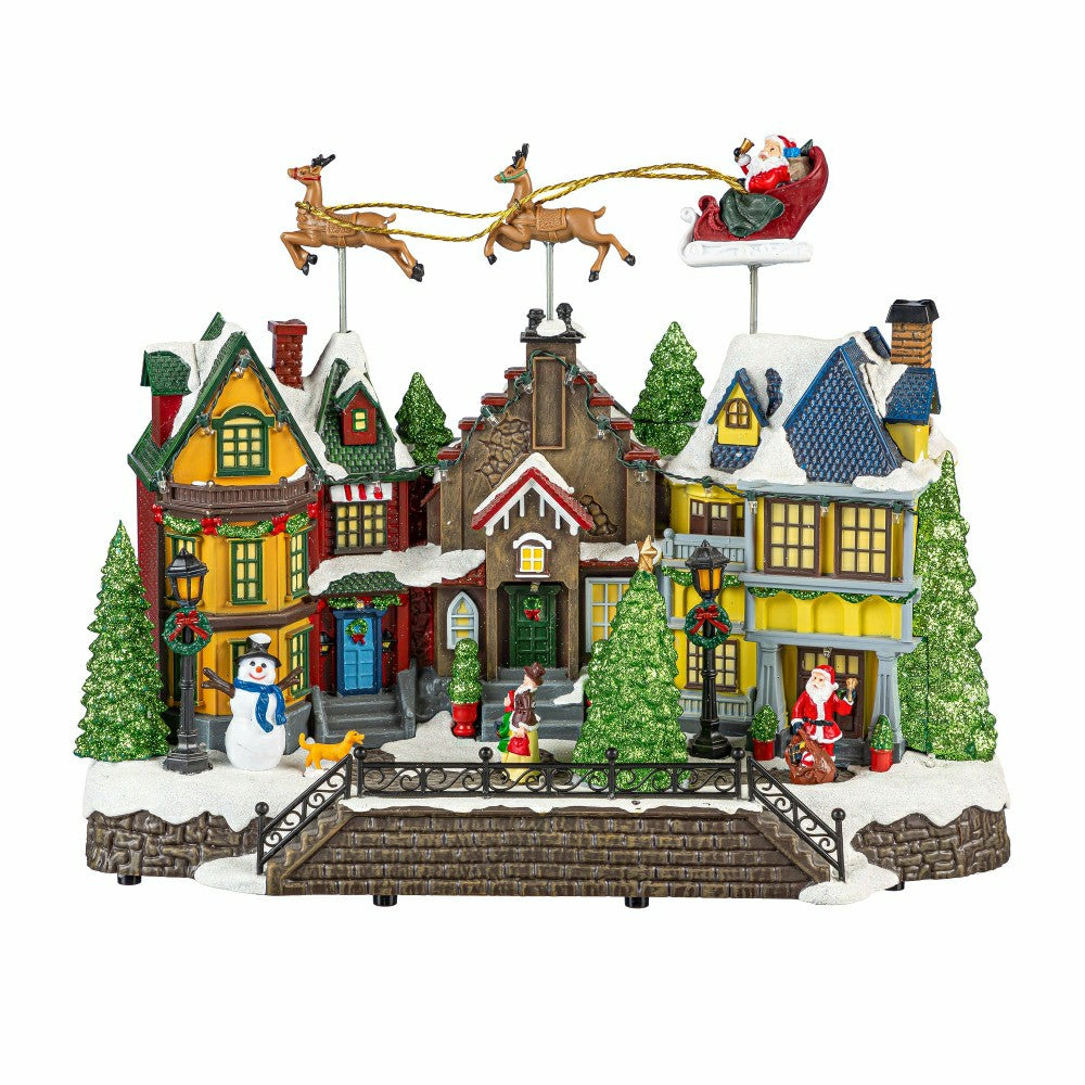 Plow & Hearth Heartfelt Cheer LED Table Decor Plastic Christmas Town Color Changing,