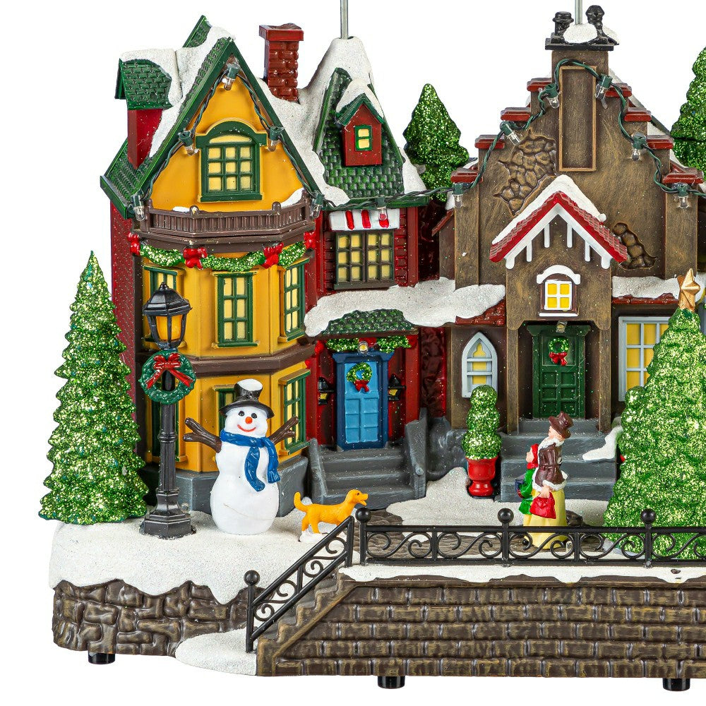 Plow & Hearth Heartfelt Cheer LED Table Decor Plastic Christmas Town Color Changing,