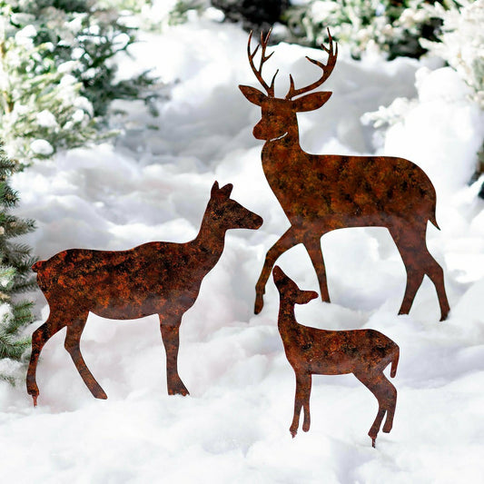 Plow & Hearth Set of 3 Deer Stakes