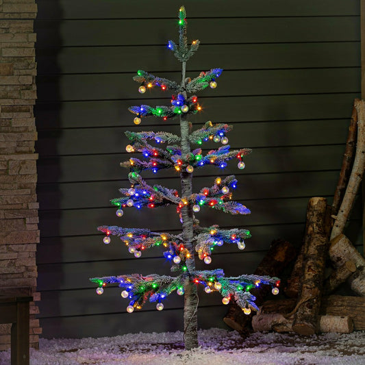 Plow & Hearth Twas the Night Tree Indoor/Outdoor Artificial LED Frosted Tree with Gl