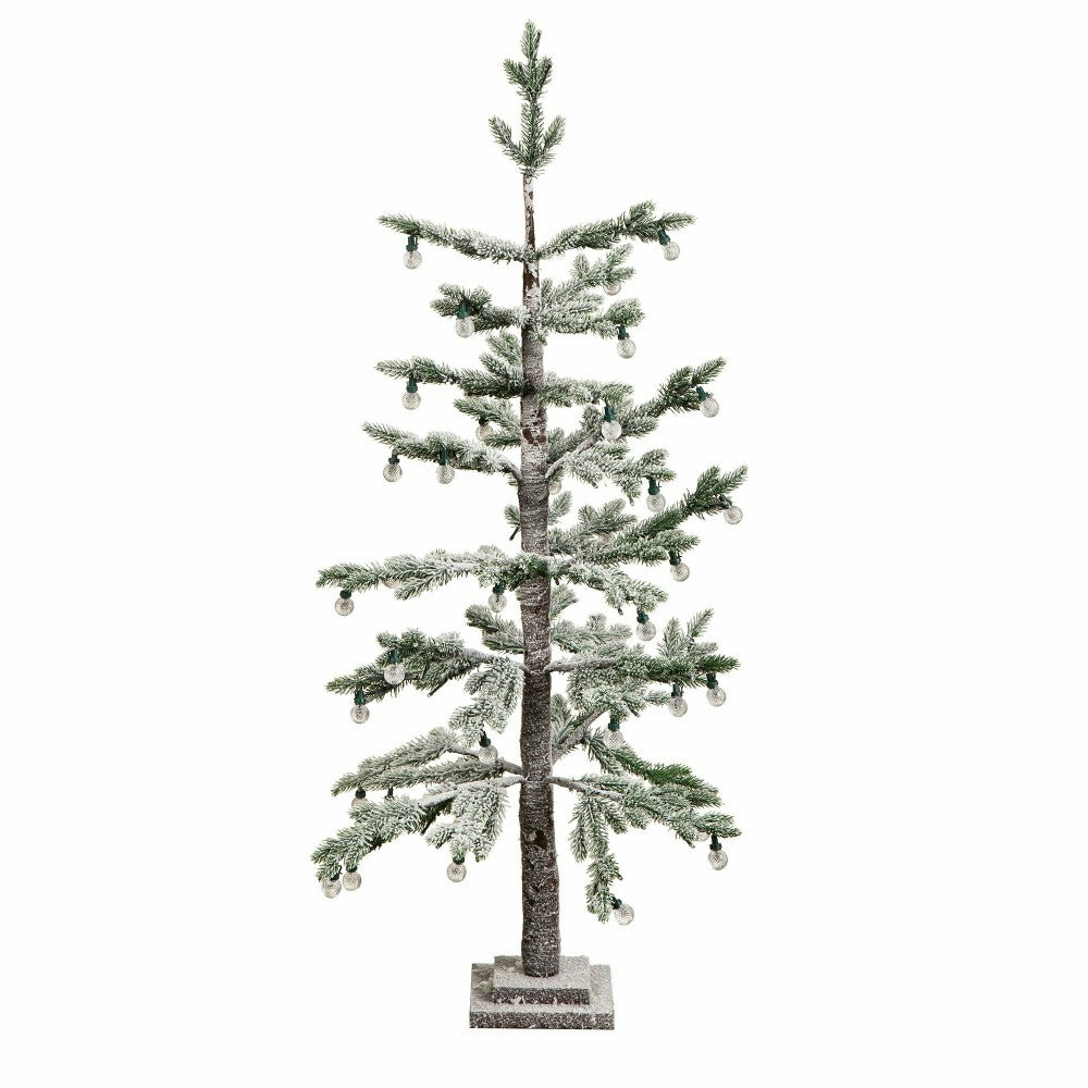 Plow & Hearth Twas the Night Tree Indoor/Outdoor Artificial LED Frosted Tree with Gl