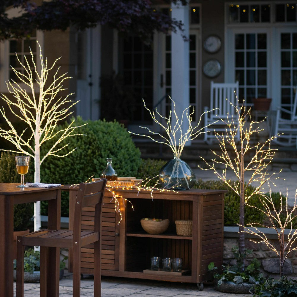 Plow & Hearth Medium Indoor/Outdoor Birch Tree with 400 Warm White Lights
