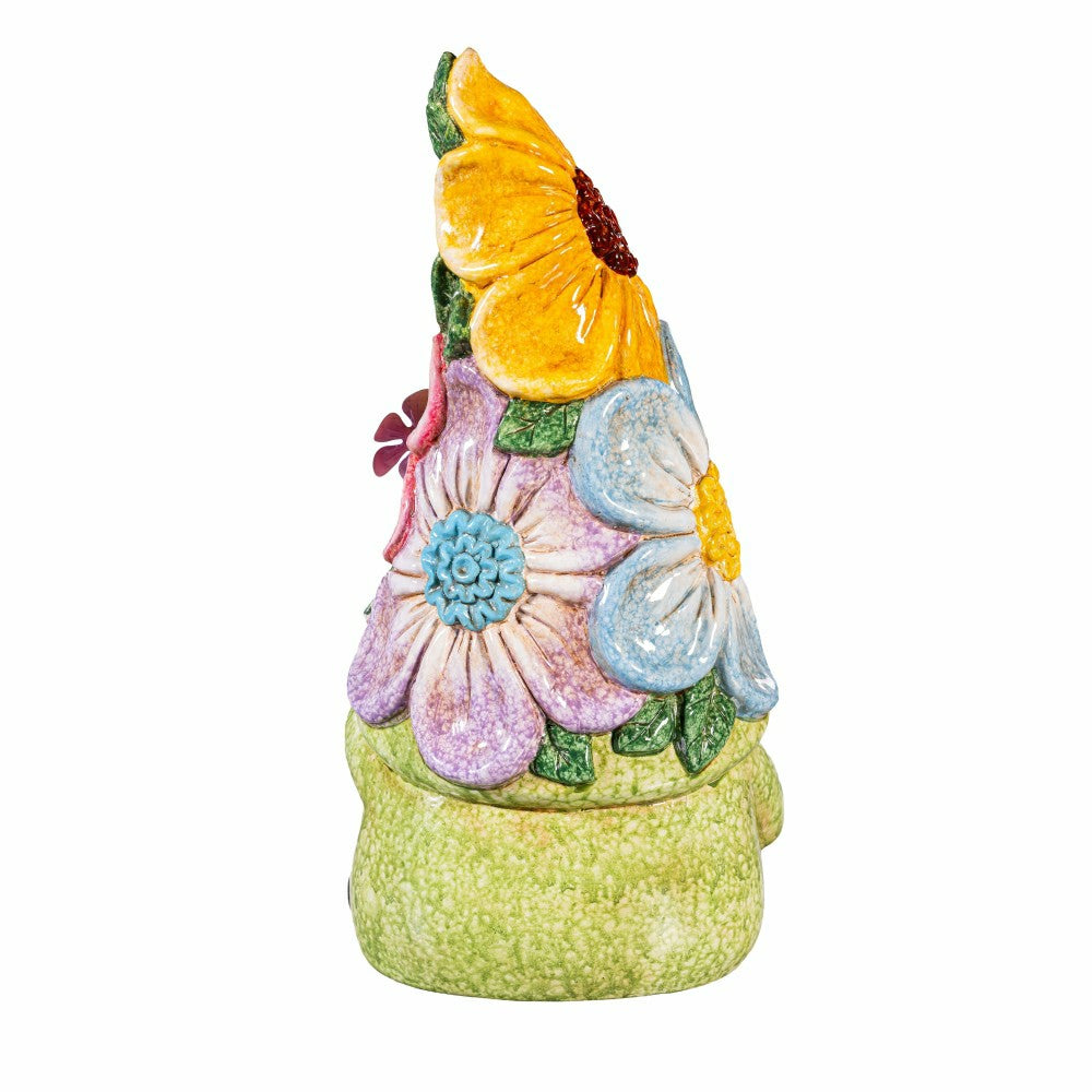 Plow & Hearth Ceramic Floral Gnome Statue