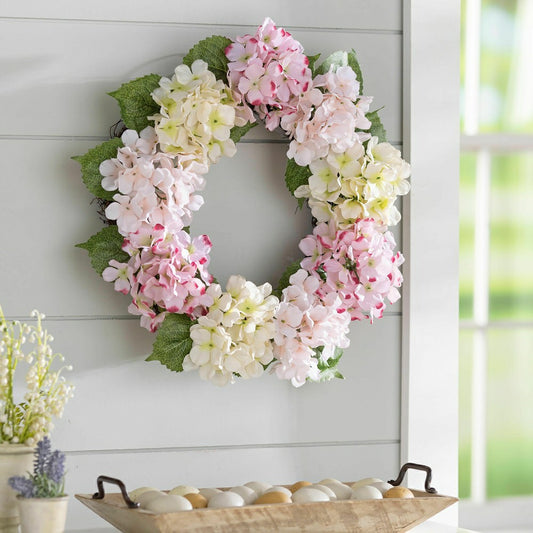 Plow & Hearth Pink Hydrangea Wreath