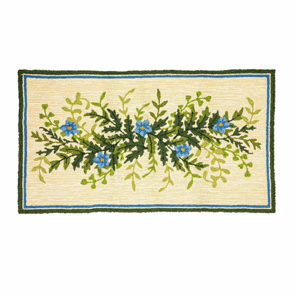 Plow & Hearth Indoor/Outdoor Fern and Flowers Hooked Polypropylene Accent Rug 24"x42