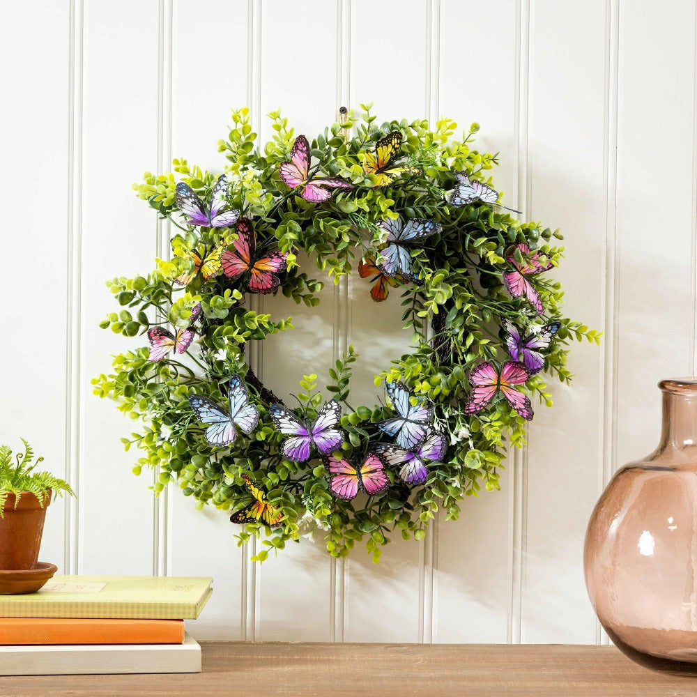 Plow & Hearth Cottage Garden Wreath Butterfly, 20"
