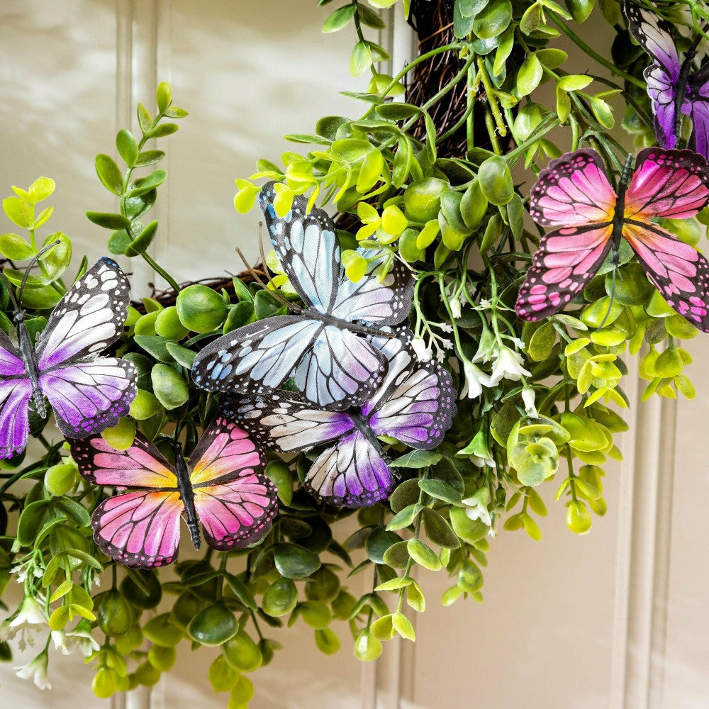 Plow & Hearth Cottage Garden Wreath Butterfly, 20"