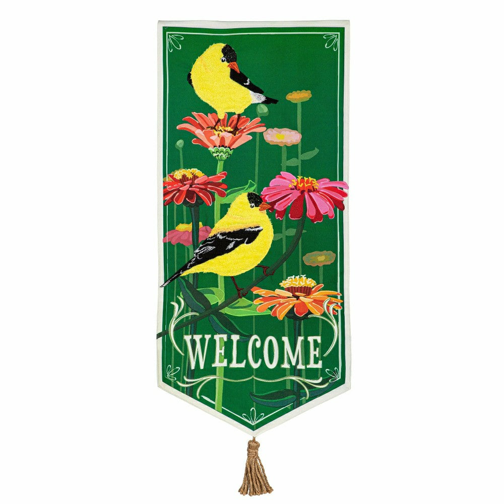 Plow & Hearth Finches and Flowers Everlasting Impression Textile Décor