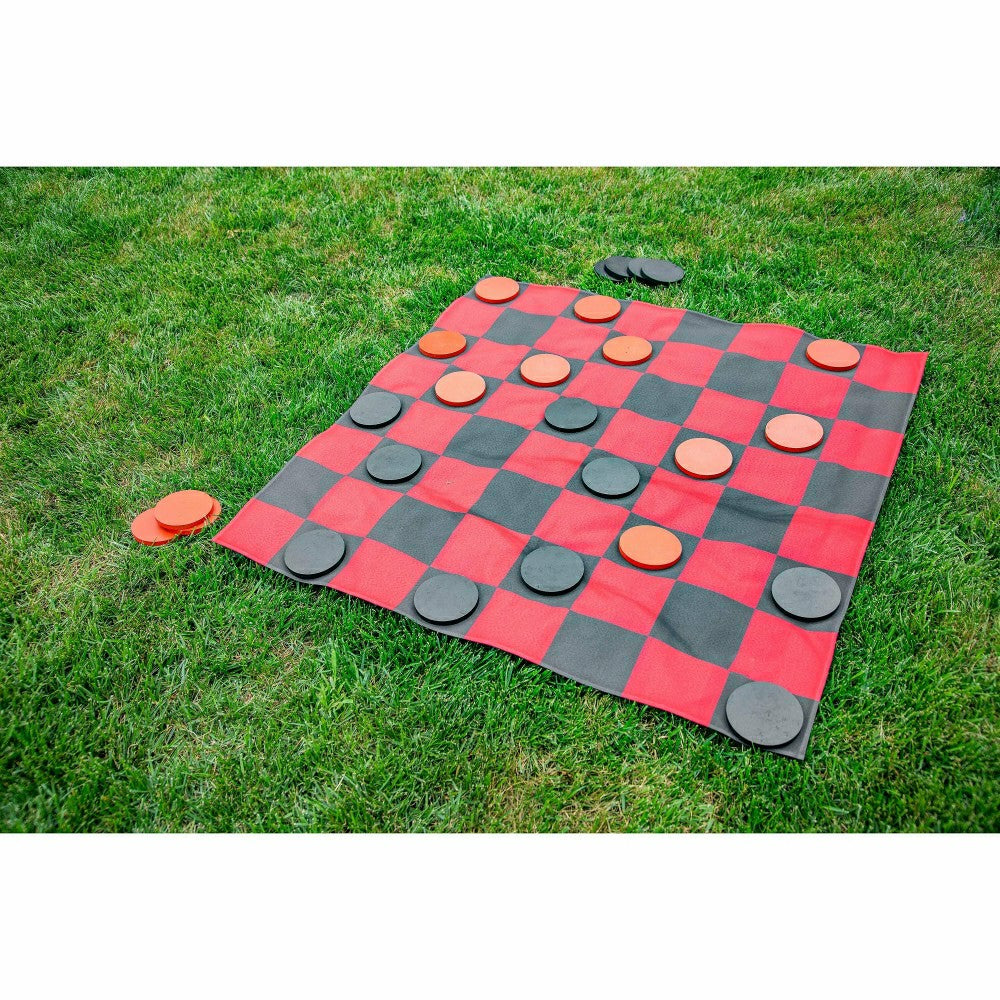 Plow & Hearth Outdoor Reversible Game Set with Storage Bag, Checkers/Chess